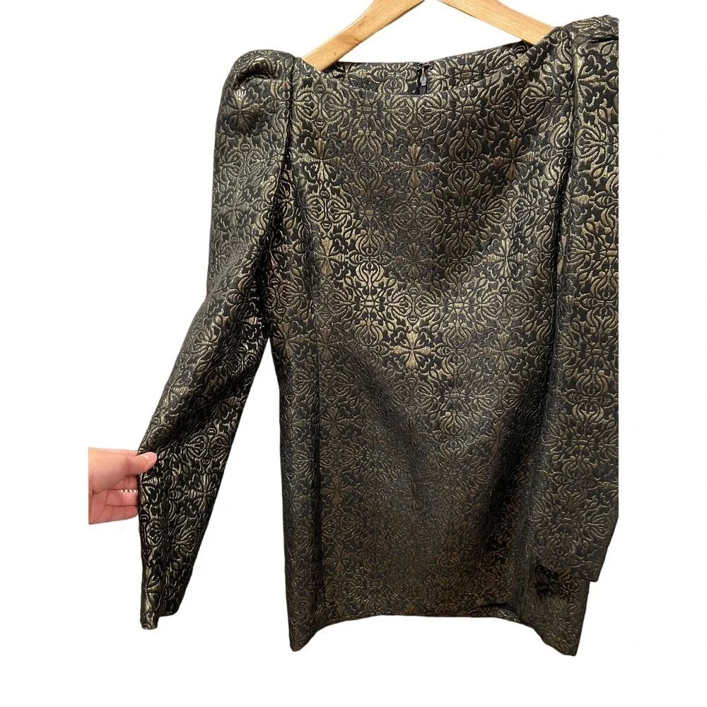 Vintage Jacquard Black & Gold Mini dress - Picture 6 of 8